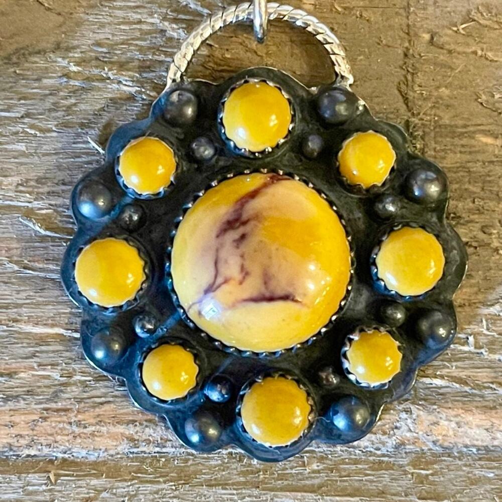 Australian Mookaite Oxidized Southwestern Pendant 1.25” - Picture 3 of 5